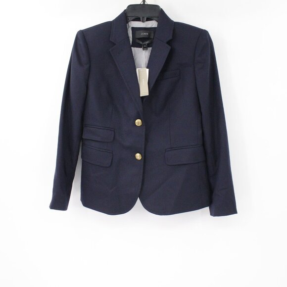 J. Crew Jackets & Blazers - NWT J Crew Blazer Womens 4P Schoolboy Navy Blue Stretch Wool Jacket gold button